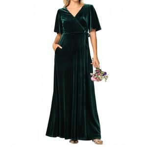 EVA | Dresses | New Eva Oslo Flutter Half Sleeve Velvet Wrap Evening Dress  In Hunter Green | Poshmark